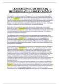 LEADERSHIP MGMT HESI EAQ QUESTIONS AND ANSWERS 2025-2026