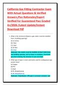 California Gas Fitting Contractor Exam With Actual Questions & Verified Answers&comma;Plus Rationales&sol;Expert Verified For Guaranteed Pass Graded A&plus;&sol;2026 &sol;Latest Update&sol;Instant Download Pdf
