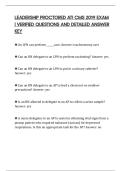 LEADERSHIP PROCTORED ATI CMS 2019 EXAM &vert; VERIFIED QUESTIONS AND DETAILED ANSWER KEY