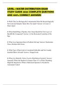 LEVEL 1 WATER DISTRIBUTION EXAM STUDY GUIDE 2026 COMPLETE QUESTIONS AND 100&percnt; CORRECT ANSWERS