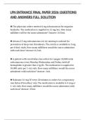 LPN ENTRANCE FINAL PAPER 2026 QUESTIONS AND ANSWERS FULL SOLUTION