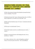 MANUFACTURED HOUSING TEST FINAL PAPER 2026 QUESTIONS WITH VERIFIED ANSWERS 100&percnt; CORRECT