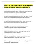 MBA 706 KIM EXAM PAPER 2026 VERIFIED QUESTIONS AND ANSWERS GRADED A