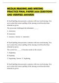 MCOLES READING AND WRITING PRACTICE FINAL PAPER 2026 QUESTIONS AND VERIFIED ANSWERS
