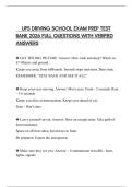 UPS DRIVING SCHOOL EXAM PREP TEST BANK 2026 FULL QUESTIONS WITH VERIFIED ANSWERS