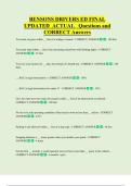 BENSONS DRIVERS ED FINAL  UPDATED  ACTUAL   Questions and  CORRECT Answers 