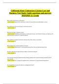 California State Contractors License Law and Business Test Study Guide &lpar;Latest 2024&sol;2025 Version&rpar; &ndash; Verified Questions and Correct Answers &vert; A Grade Solution