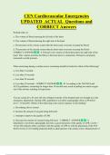 CEN Cardiovascular Emergencies   UPDATED  ACTUAL  Questions and  CORRECT Answers