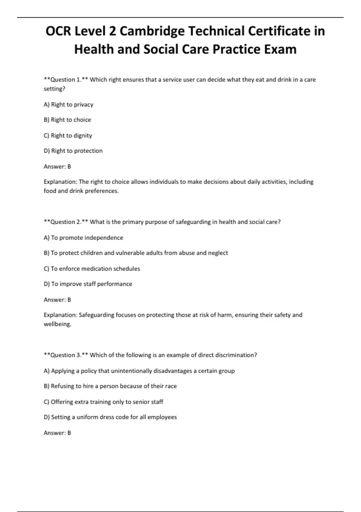 OCR Level 2 Cambridge Technical Certificate in Health and Social Care ...