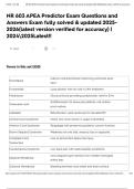 NR 603 APEA Predictor Exam Questions and Answers Exam fully solved & updated 2025-2026&lpar;latest version verified for accuracy&rpar; &vert; 20242025Latest&excl;&excl;