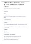 COPE Health Scholar Written Exam &ndash; Questions and Answers &lpar;Rated 100&percnt; Correct&rpar;