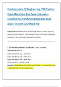 Fundamentals Of Engineering &lpar;FE&rpar; Practice  Exam Questions And Correct Answers  &lpar;Verified Answers&rpar; Plus Rationales 2026  Q&A &vert; Instant Download Pdf