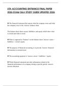 UTA ACCOUNTING ENTRANCE FINAL PAPER 2026 EXAM Q&A STUDY GUIDE UPDATED 2026
