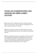 UTA BIOL 2457 EXAMINATION PAPER 3 2026 QUESTIONS AND VERIFIED CORRECT SOLUTIONS