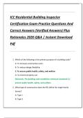 ICC Residential Building Inspector  Certification Exam Practice Questions And  Correct Answers &lpar;Verified Answers&rpar; Plus  Rationales 2026 Q&A &vert; Instant Download  Pdf 