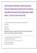 Journeyman Plumber Licensing Exam  Practice Questions And Correct Answers  &lpar;Verified Answers&rpar; Plus Rationales 2026  Q&A &vert; Instant Download Pdf 