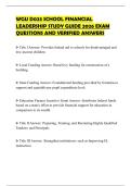 WGU D023 SCHOOL FINANCIAL LEADERSHIP STUDY GUIDE 2026 EXAM QUESTIONS AND VERIFIED ANSWERS