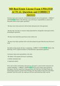 MD Real Estate License Exam UPDATED     ACTUAL Questions and CORRECT  Answers