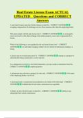 Real Estate License Exam ACTUAL  UPDATED    Questions and CORRECT  Answers 