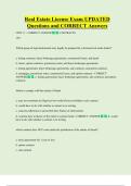 Real Estate License Exam UPDATED     Questions and CORRECT Answers