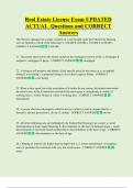 Real Estate License Exam UPDATED   ACTUAL  Questions and CORRECT  Answers