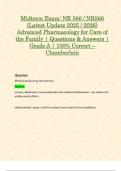 Midterm Exam&colon; NR 566 &sol; NR566 &lpar;Latest Update 2025 &sol; 2026&rpar; Advanced Pharmacology for Care of the Family &vert; Questions & Answers &vert; Grade A &vert; 100&percnt; Correct &ndash; Chamberlain