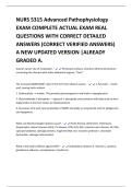 NURS 5315 Advanced Pathophysiology EXAM COMPLETE ACTUAL EXAM REAL QUESTIONS WITH CORRECT DETAILED ANSWERS &lpar;CORRECT VERIFIED ANSWERS&rpar; A NEW UPDATED VERSION &vert;ALREADY GRADED A&plus;NURS 5315 Advanced Pathophysiology EXAM COMPLETE ACTUAL EXAM REAL QUESTIONS WITH C