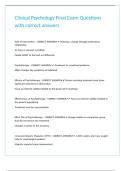 Clinical Psychology Final Exam Questions with correct answers&period;