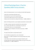 Clinical Psychology Exam 1 Practice Questions With Correct Answers