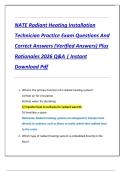 NATE Radiant Heating Installation  Technician Practice Exam Questions And  Correct Answers &lpar;Verified Answers&rpar; Plus  Rationales 2026 Q&A &vert; Instant  Download Pdf 