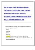NATE Senior HVAC Efficiency Analyst  Technician Certification Exam Practice  Questions And Correct Answers  &lpar;Verified Answers&rpar; Plus Rationales 2026  Q&A &vert; Instant Download Pdf 