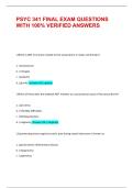 PSYC 341 FINAL EXAM QUESTIONS WITH 100&percnt; VERIFIED ANSWERS