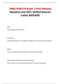 TAMU ISTM 210 Exam 1 &lpar;Prof&period; Phinney&rpar; Questions and 100&percnt; Verified Answers Latest 2025&sol;2026