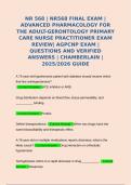 NR 568 &vert; NR568 FINAL EXAM &vert; ADVANCED PHARMACOLOGY FOR THE ADULT-GERONTOLOGY PRIMARY CARE NURSE PRACTITIONER EXAM REVIEW&vert; AGPCNP EXAM &vert; QUESTIONS AND VERIFIED ANSWERS &vert; CHAMBERLAIN &vert; 2025&sol;2026 GUIDE