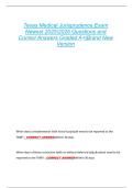 Texas Medical Jurisprudence Exam  Newest 20252026 Questions and  Correct Answers Graded A&plus;&vert;Brand New  Version 