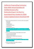 California Fireproofing Contractor Exam With Actual Questions & Verified Answers&comma;Plus Rationales&sol;Expert Verified For Guaranteed Pass Graded A&plus;&sol;2026 &sol;Latest Update&sol;Instant Download Pdf