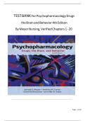 TEST BANK for Psychopharmacology Drugs the Brain and Behavior 4th Edition by Meyer Nursing&comma; All Chapters 1-20 complete newest version updated 2025