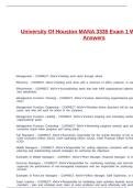 University Of Houston MANA 3335 Exam 1 With Complete Answers