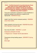 CALA &ndash; Certified Assisted Living Administrator Exam  2025&sol; 2026 ACTUAL EXAM COMPLETE 100  QUESTIONS AND CORRECT DETAILED ANSWERS  WITH RATIONALES &lpar;VERIFIED ANSWERS&rpar; &vert;ALREADY  GRADED A&plus;&vert;&vert;LATEST EXAM&excl;&excl;&excl;&excl;&excl;