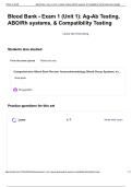 "Blood Bank &ndash; Exam 1 &lpar;Unit 1&rpar;&colon; Ag-Ab Testing&comma; ABO&sol;Rh Systems&comma; & Compatibility Testing &ndash; With Verified Answers and Explanations"