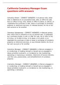 California Cemetery Manager Exam questions with answers