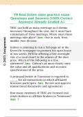 TN Real Estate state practice exam  Questions and Answers &lpar;100&percnt; Correct  Answers&rpar; Already Graded A&plus; 