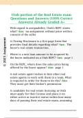 Utah portion of the Real Estate exam  Questions and Answers &lpar;100&percnt; Correct  Answers&rpar; Already Graded A&plus; 