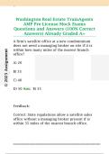 Washington Real Estate TrainAgents  AMP Pre-License Mock Exams  Questions and Answers &lpar;100&percnt; Correct  Answers&rpar; Already Graded A&plus;