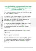 Wisconsin Real Estate Exam Questions  and Answers &lpar;100&percnt; Correct Answers&rpar;  Already Graded A&plus; 