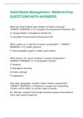 Solid Waste Management - Midterm Prep QUESTIONS WITH ANSWERS