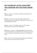 SAT VOCABULARY ACTUAL EXAM SCRIPT 2026 QUESTIONS WITH SOLUTIONS GRADED A&plus;