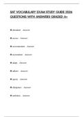 SAT VOCABULARY EXAM STUDY GUIDE 2026 QUESTIONS WITH ANSWERS GRADED A&plus;