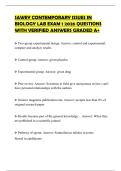 SAWEY CONTEMPORARY ISSUES IN BIOLOGY LAB EXAM 1 2026 QUESTIONS WITH VERIFIED ANSWERS GRADED A&plus;