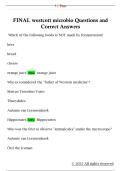 FINAL westcott microbio Questions and  Correct Answers